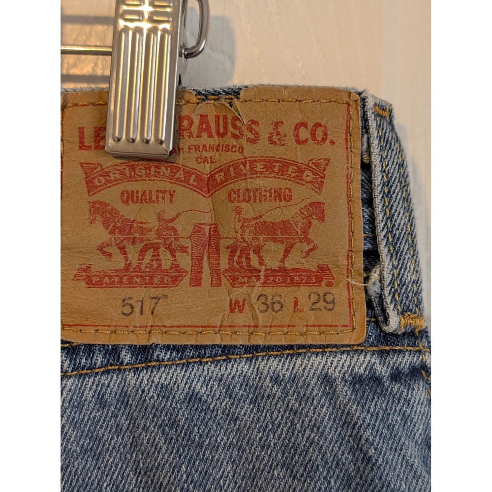 Levis 517 Bootcut Jeans Mens 35x29 (tag 36x29) Blue Denim Medium Wash Cotton - Picture 4 of 5